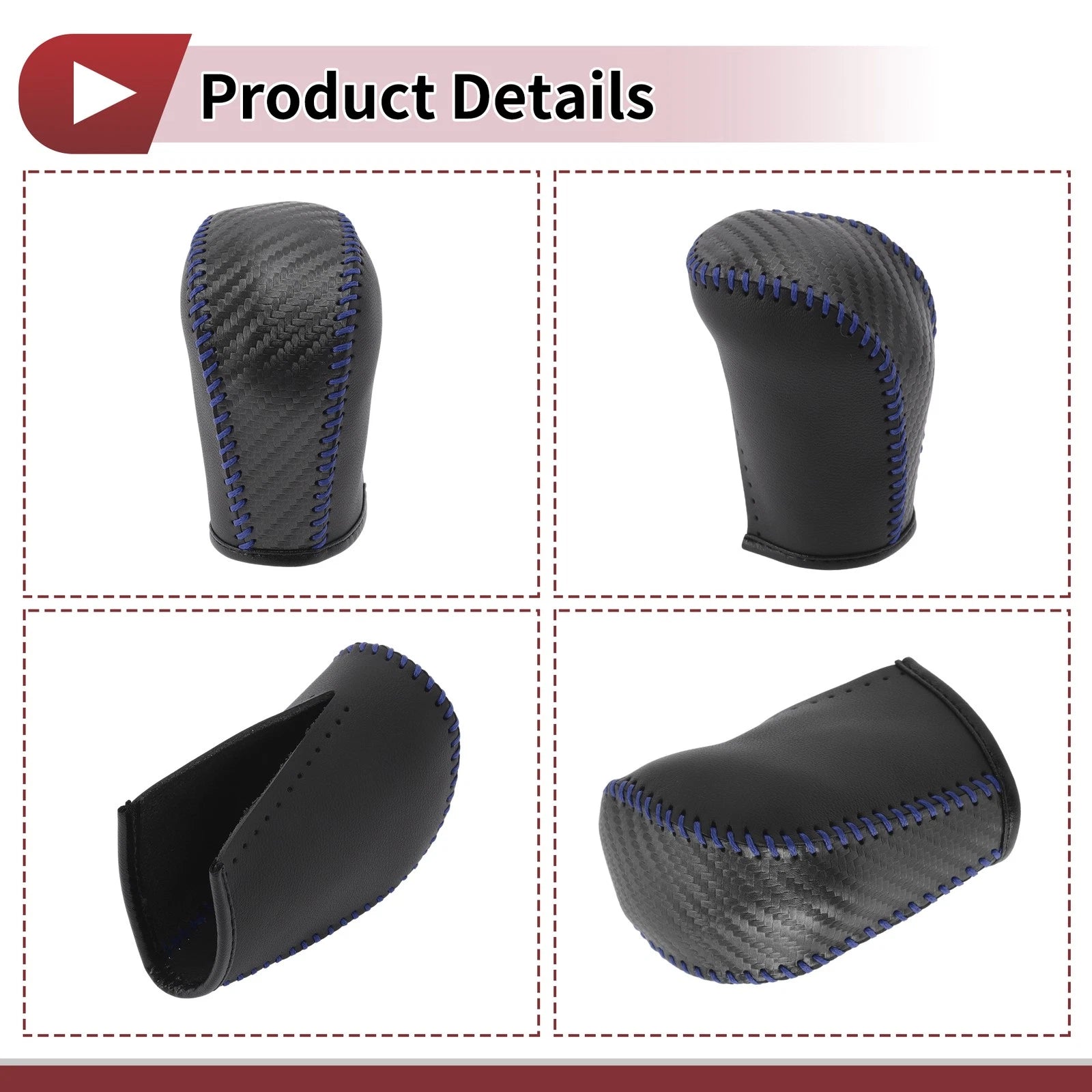 1Pc Gear Shift Knob Cover for Subaru Forester (2006–2012) Black Blue Faux Leather