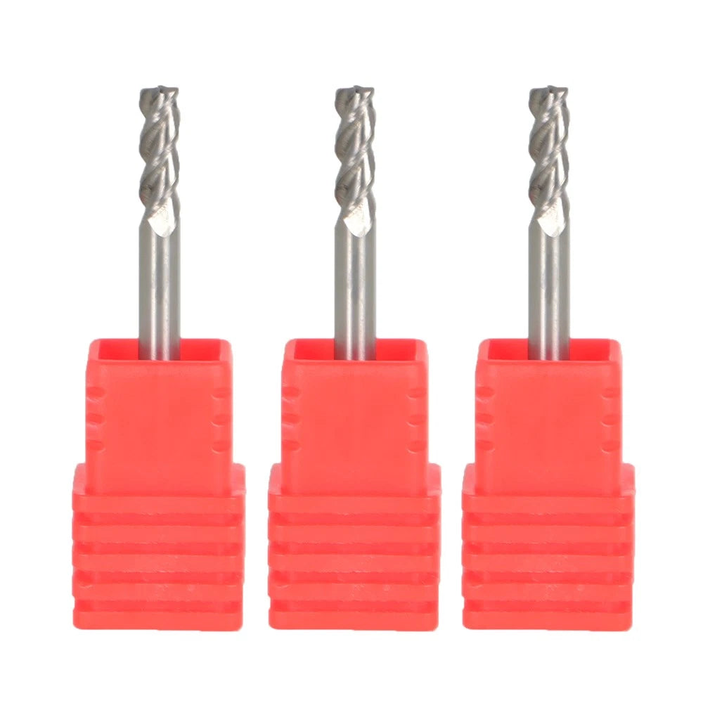 Set of 3 Carbide End Mills 1/8" for Precision Machining