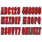 Red Sticker Decals A-Z Letters & 0-9 Numbers for Marine Boat