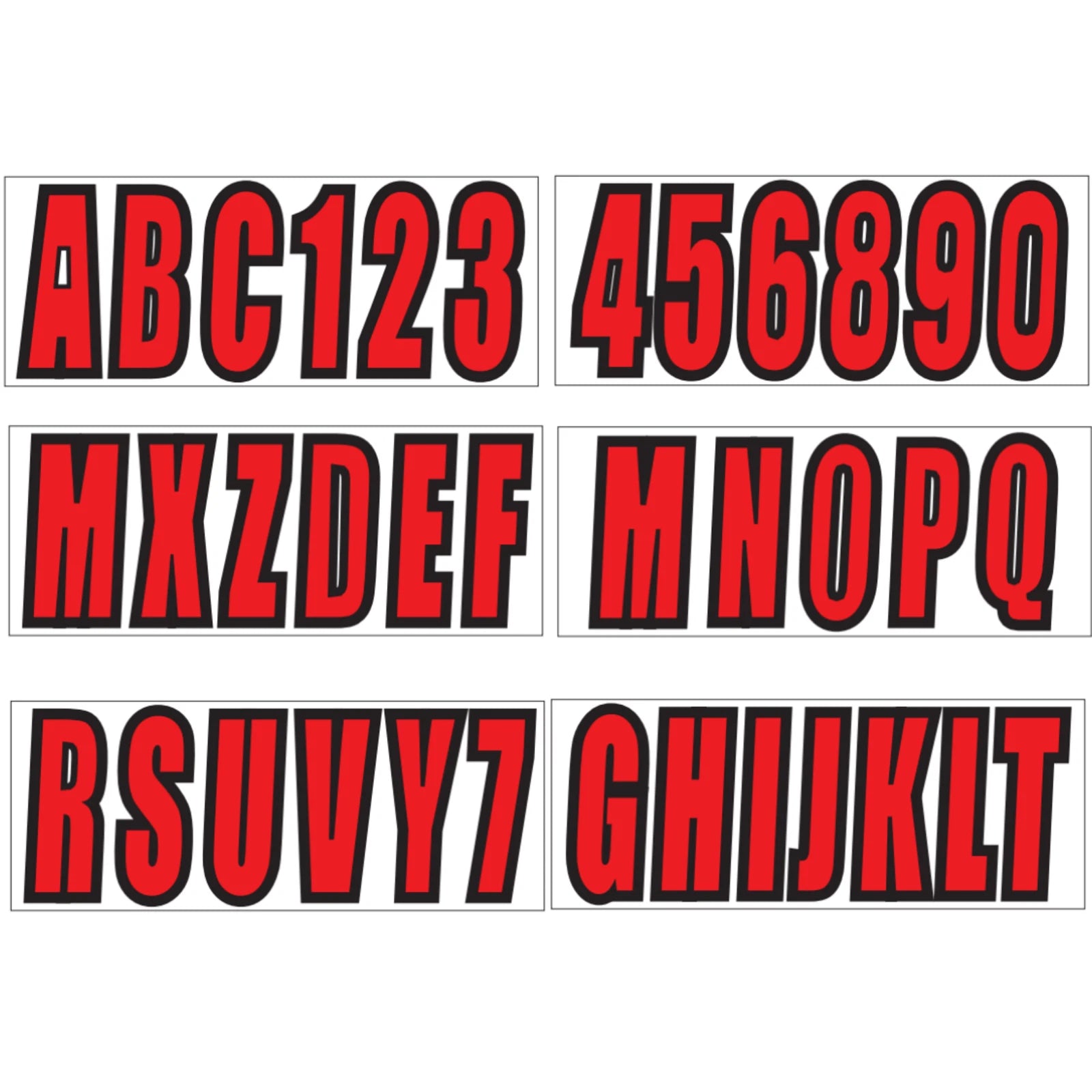 Red Sticker Decals A-Z Letters & 0-9 Numbers for Marine Boat