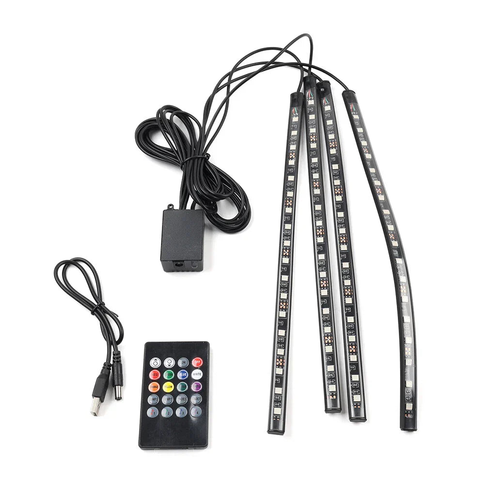 72 LED RGB Remote Control Decorative Foot Lamp for Car (No specific years)