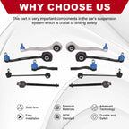 Set of 10 Control Arm Tie Rod Sway Bar Ends for Mercedes-Benz C230 (2000–2007)