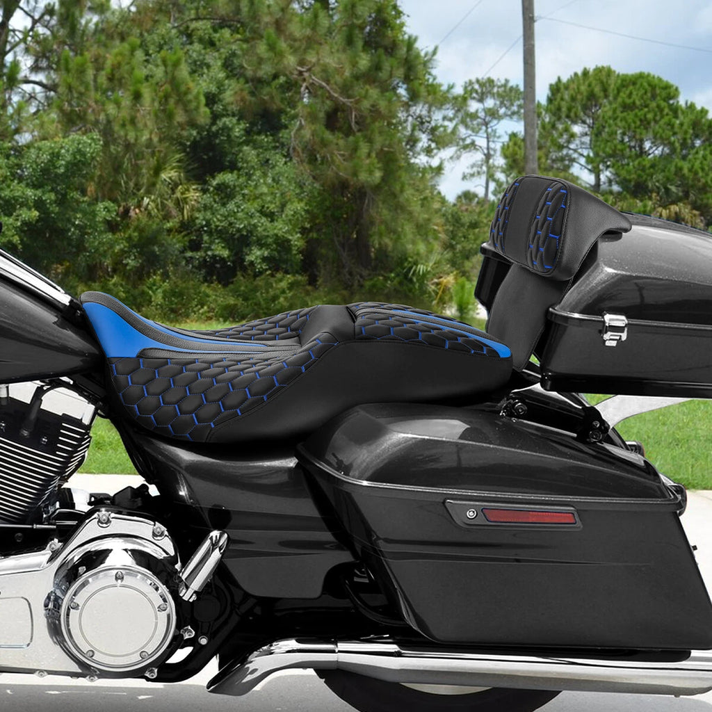 Seat Backrest Pad for Harley Touring (2014–2023) Black Blue