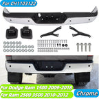 Chrome Rear Bumper for Dodge Ram 1500 (2009–2018), 2500/3500 (2010–2012)