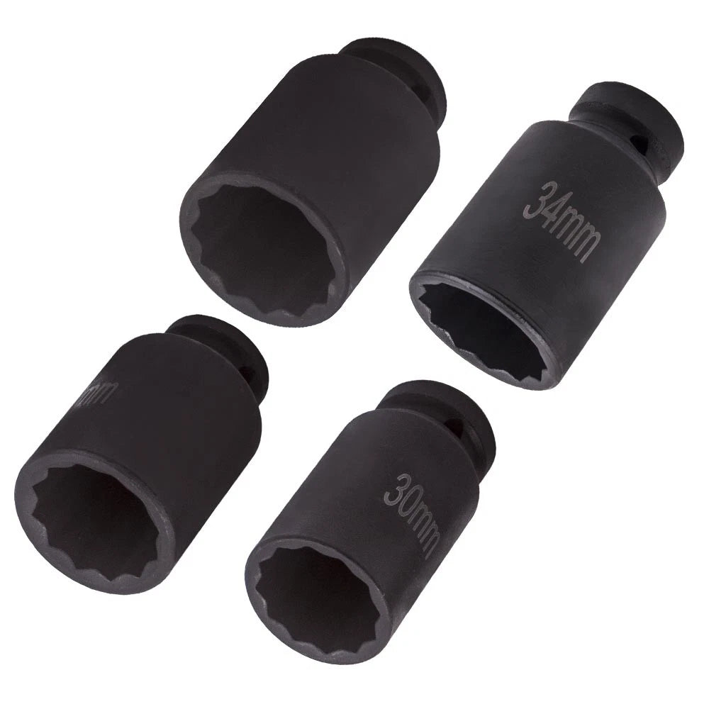 12 Point 1/2" Drive Deep Spindle Axle Nut Socket Kit 90mm Length