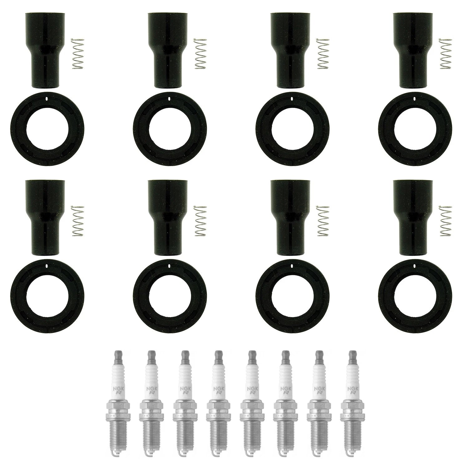 Set of 8 NGK Iridium IX Spark Plugs & Coil Boots for GX460 LX570 Sequoia Tundra