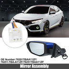 3 Pin Left Side Exterior Door Mirror Assembly Blue for Honda Civic (2016–2021)