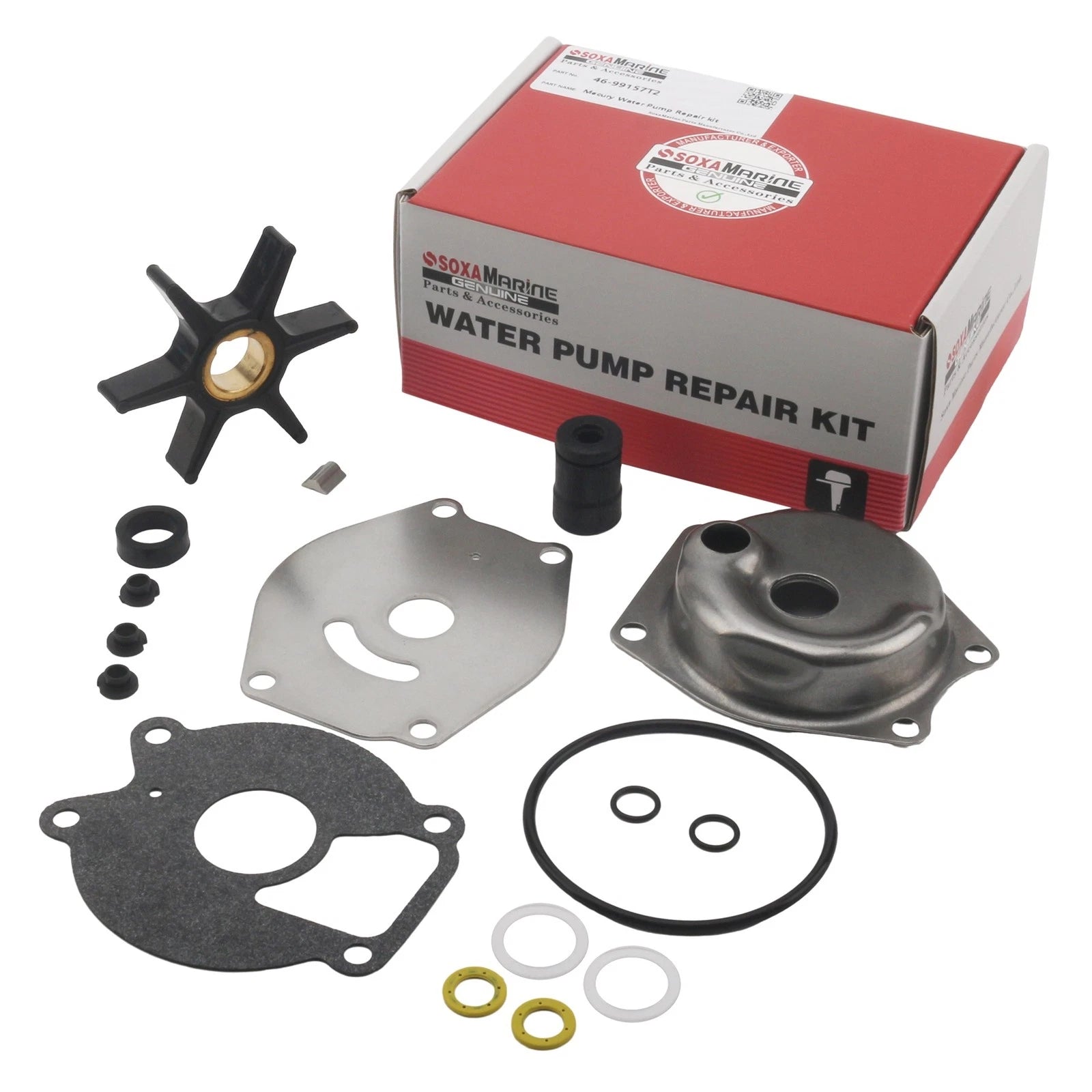 Water Pump Impeller Kit for Mercury Mariner Outboard 15-25 HP (2-Stroke) 46-99157T2