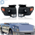 Set of 2 Black Projector Headlights for Ford F150 (2013–2014)