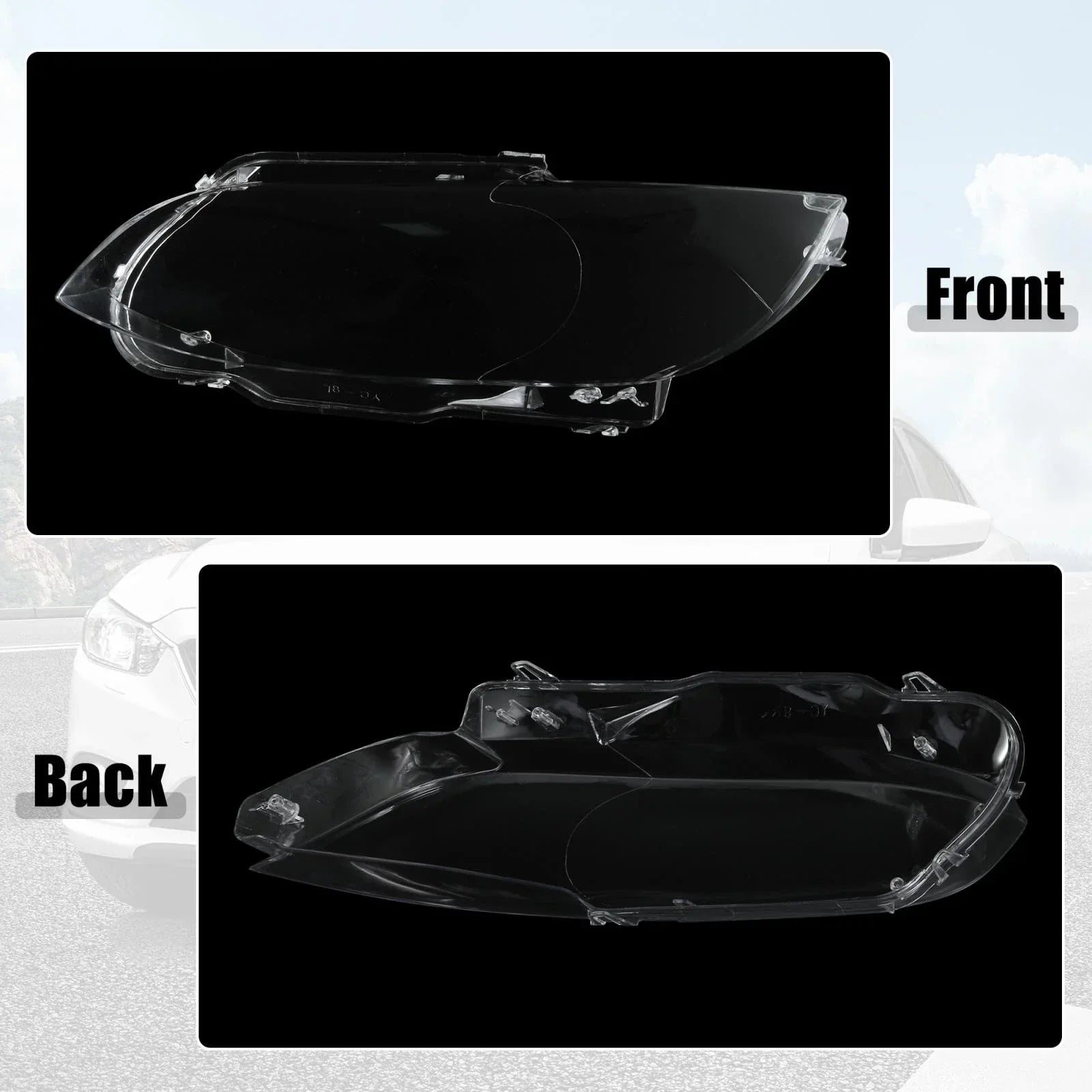 1 Pair Front Headlight Lens Cover PC Shell for BMW M3 (2008-2013)