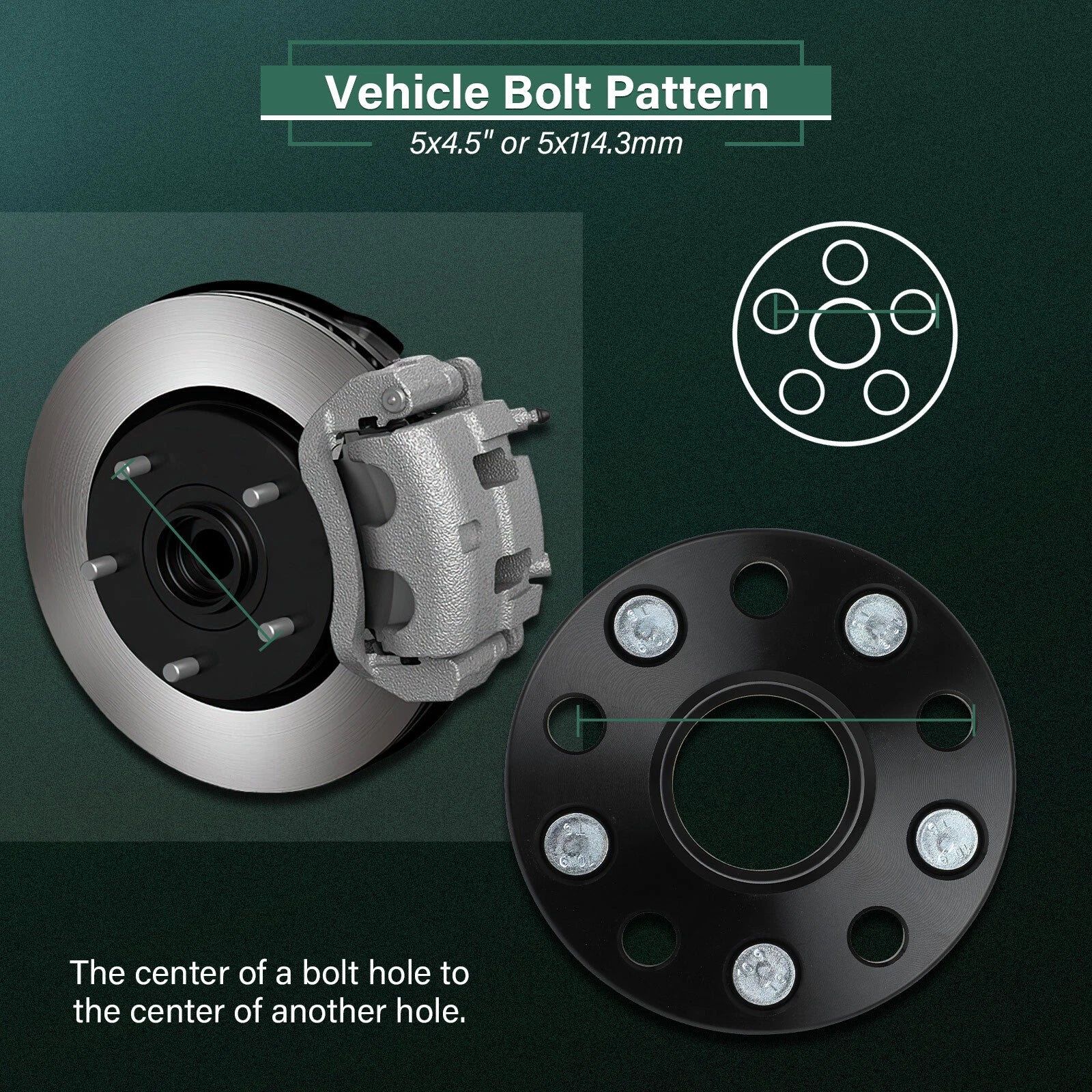 2X Hub Centric Wheel Spacers 5x4.5 12x1.5 for Toyota RAV4 Sienna (1998–2020)