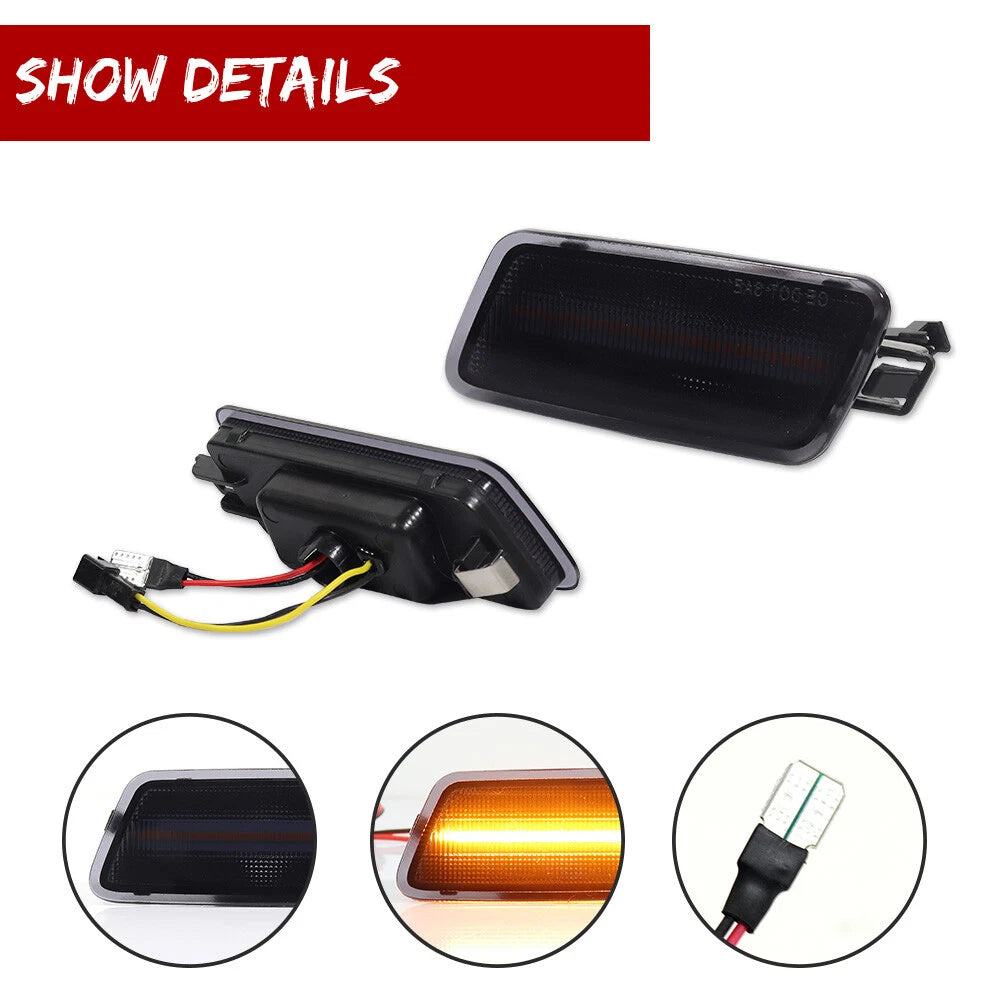 2X Smoke Amber LED Front Side Marker Lights for Audi A7 S7 RS7 (2012–2018)