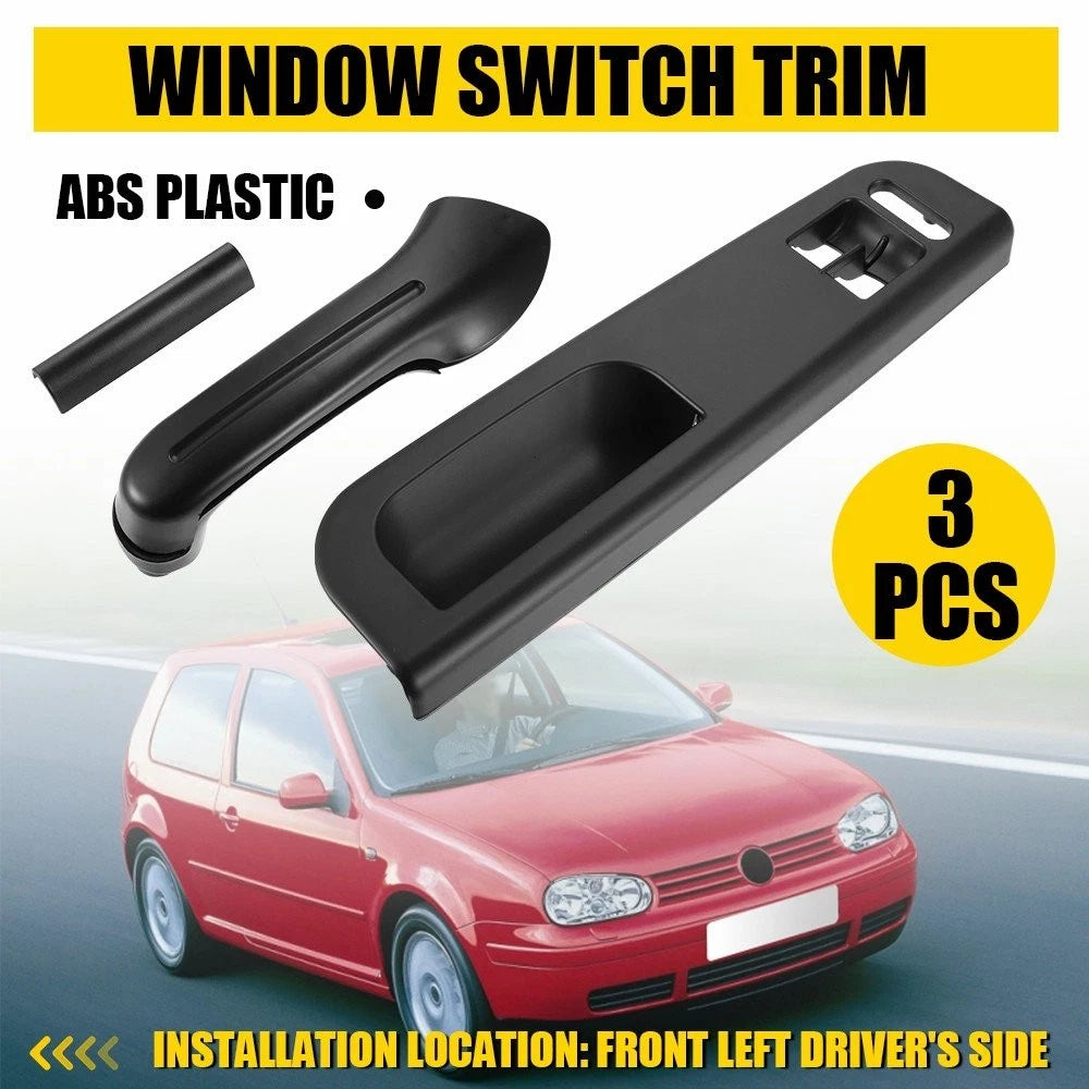 LH Door Pull Handle Trim + Window Switch Panel Bezel for VW Golf MK4 (1998–2006)