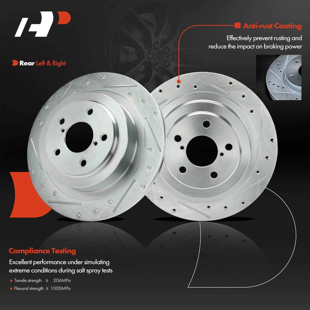 Rear Drilled Brake Rotors & Ceramic Pads for Subaru Outback (2000–2004)