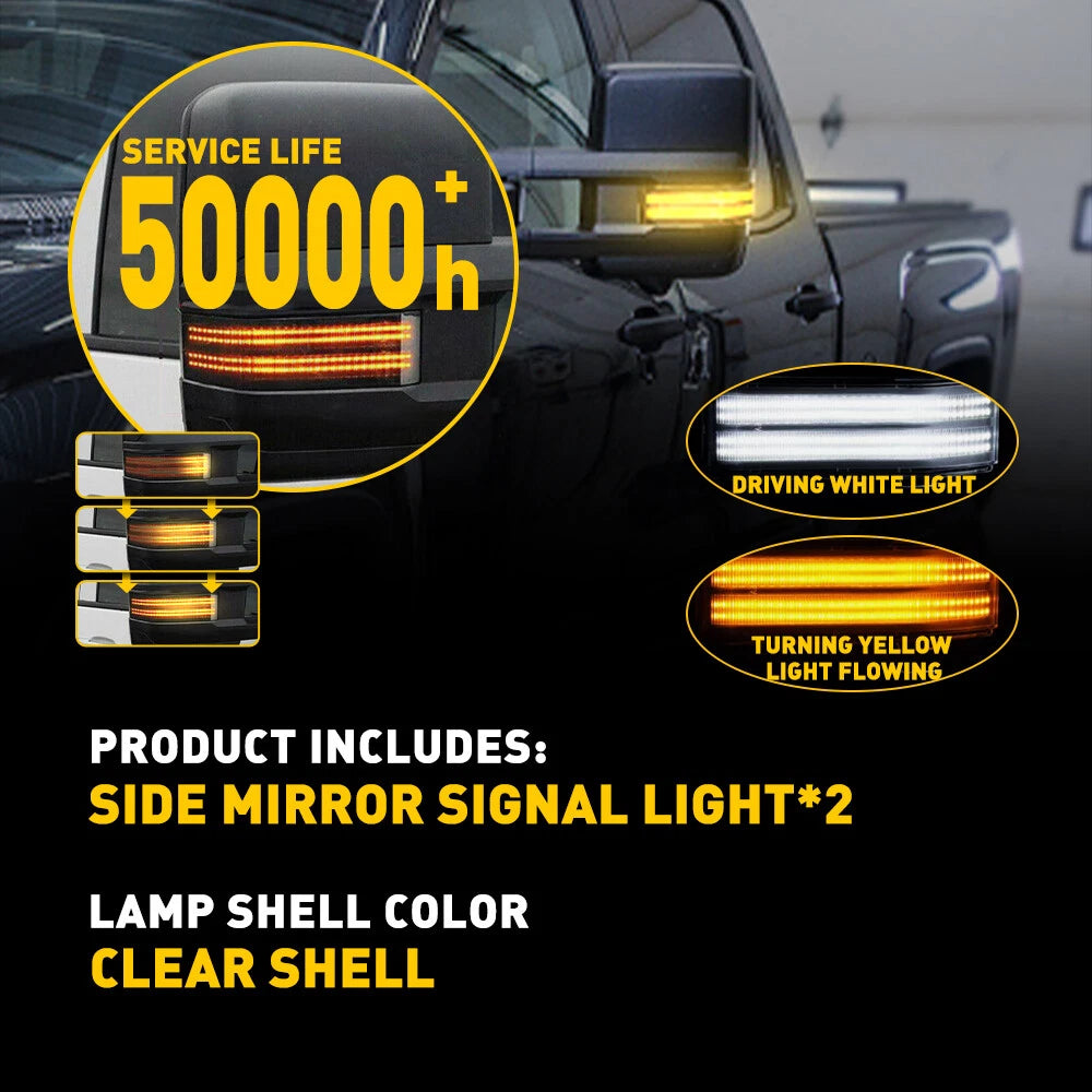 Tow Side Mirror Signal Light Switchback LED for Chevy Silverado GMC Sierra (2014-2018)