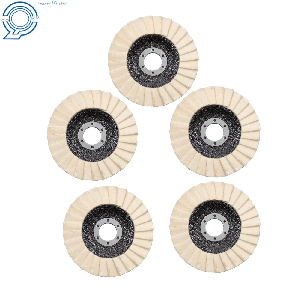 5 Pack Wool Felt Flap Discs for Buffing and Polishing Wheels (4-1/2")