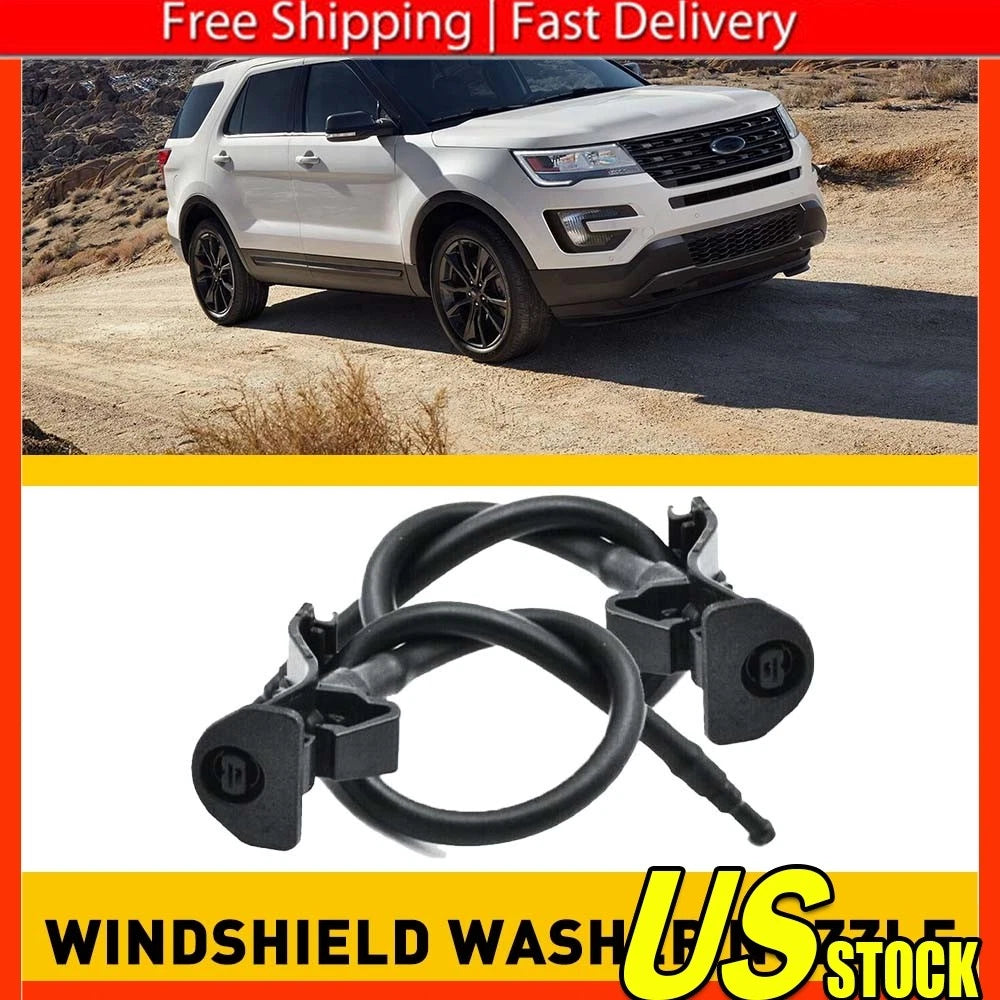 Pair Windshield Wiper Washer Jets Nozzle for Ford Mustang (2010â2014)