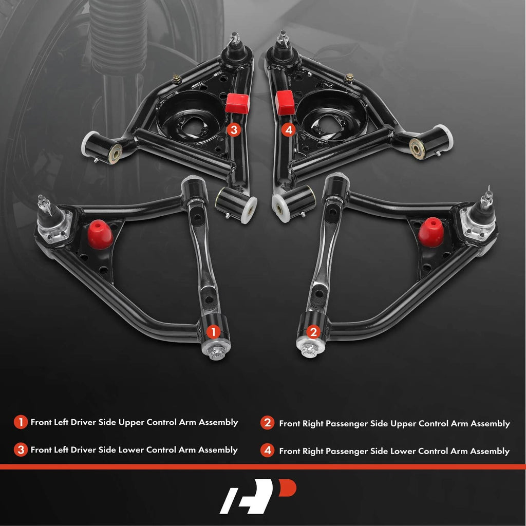 4x Front Upper & Lower Control Arm for Chevrolet Camaro (1967–1969) and Buick (1967–1969)
