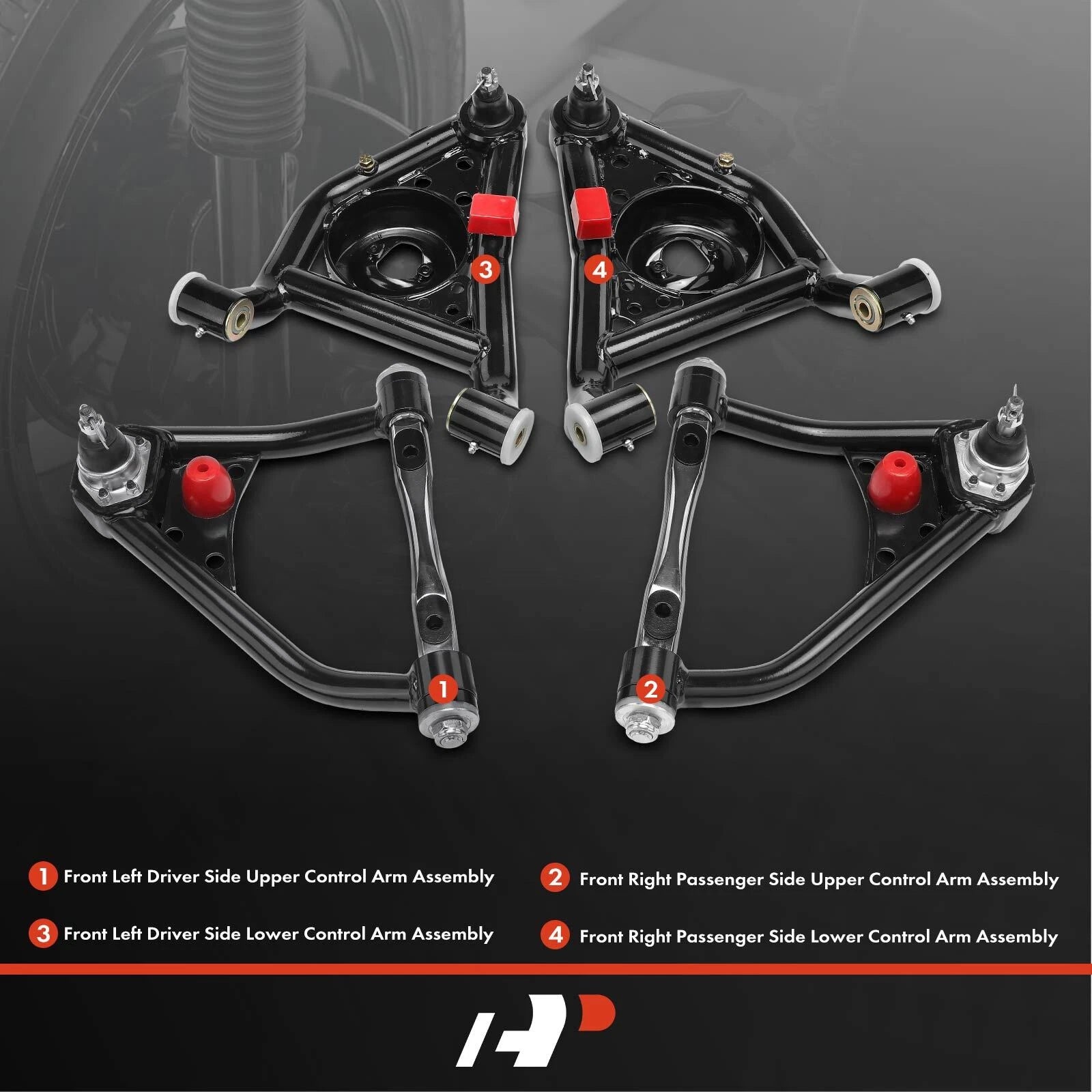 4x Front Upper & Lower Control Arm for Chevrolet Camaro (1967–1969) and Buick (1967–1969)