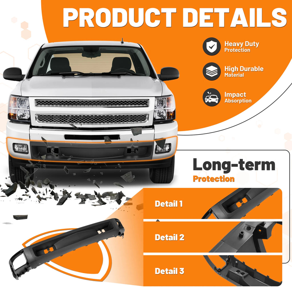 Front Bumper Lower Valance Air Deflector for Chevy Silverado 1500 (2007–2013)