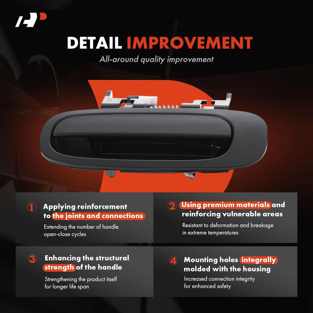 2X Rear Texture Black Exterior Door Handle for Chevy Prizm (1998–2002)
