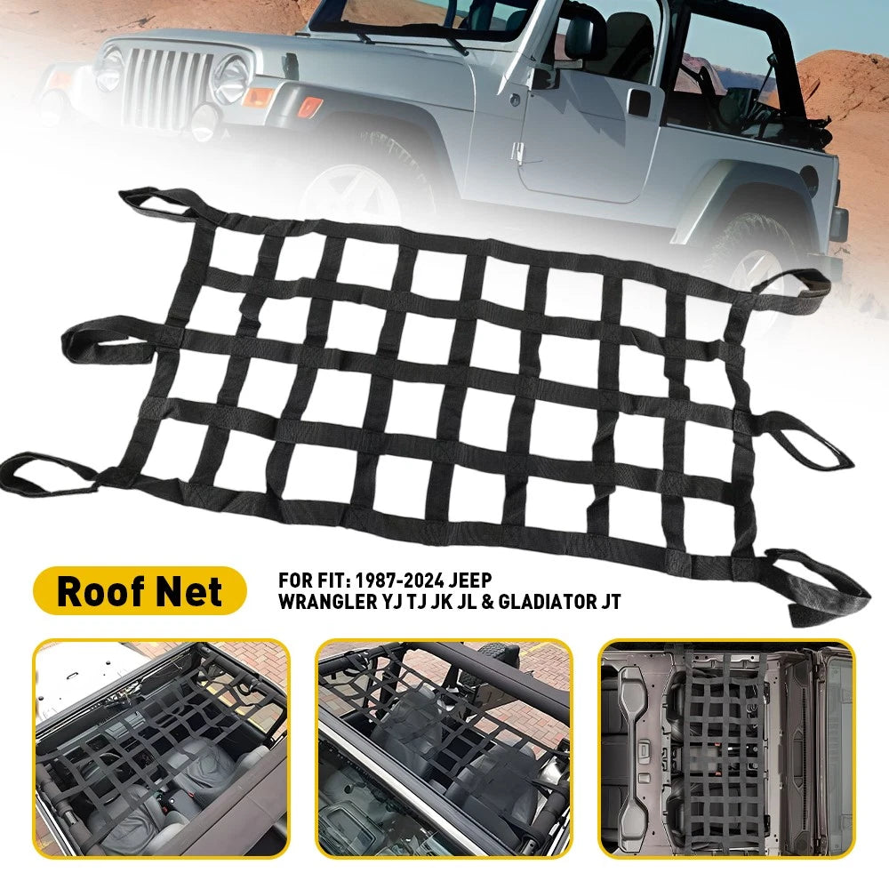 Cargo Net for Jeep Wrangler TJ JK JL (1997–2023) - Black Mesh Storage