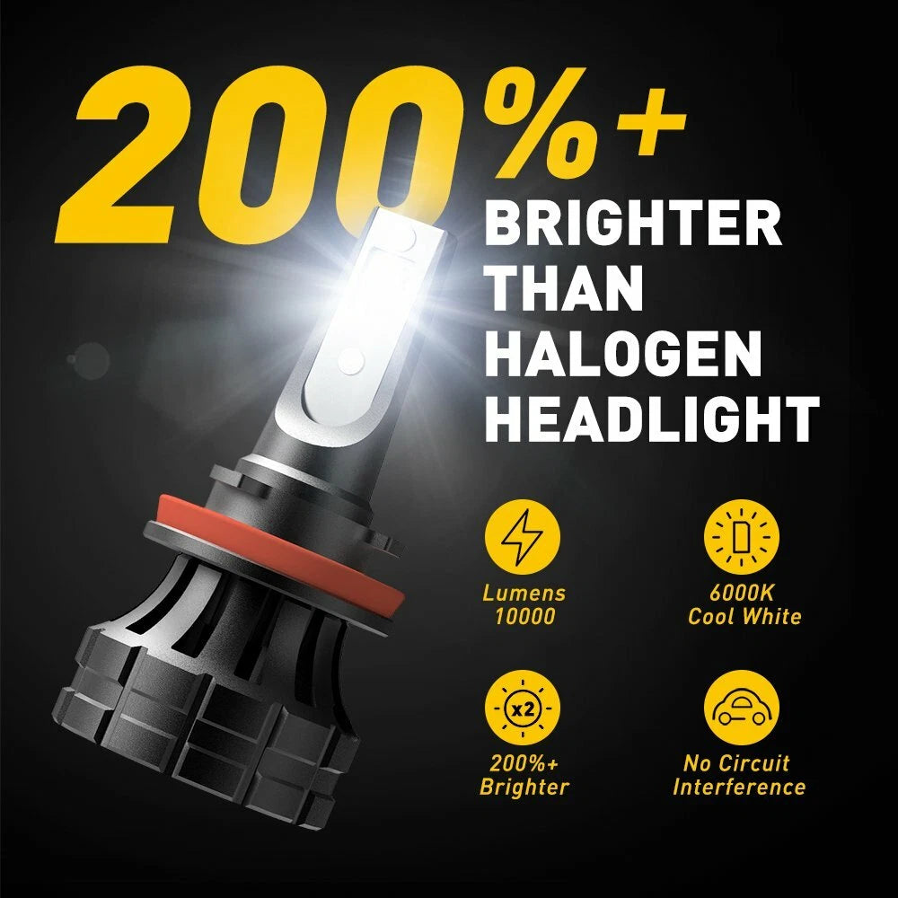2X LED Headlight Bulbs for H11 9007 H4 (Canbus, Ultra Bright)