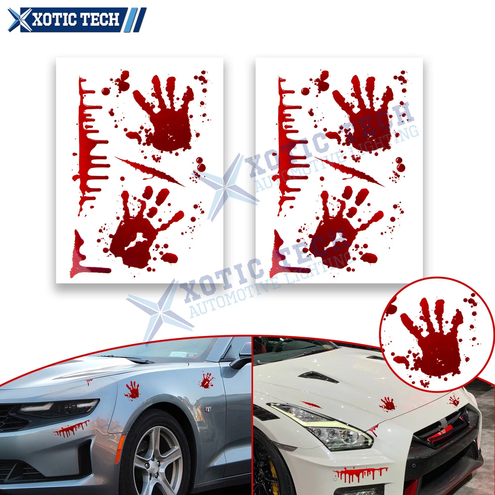 Bloody Handprint Horror Stickers for Halloween Decorations (Universal Fit)
