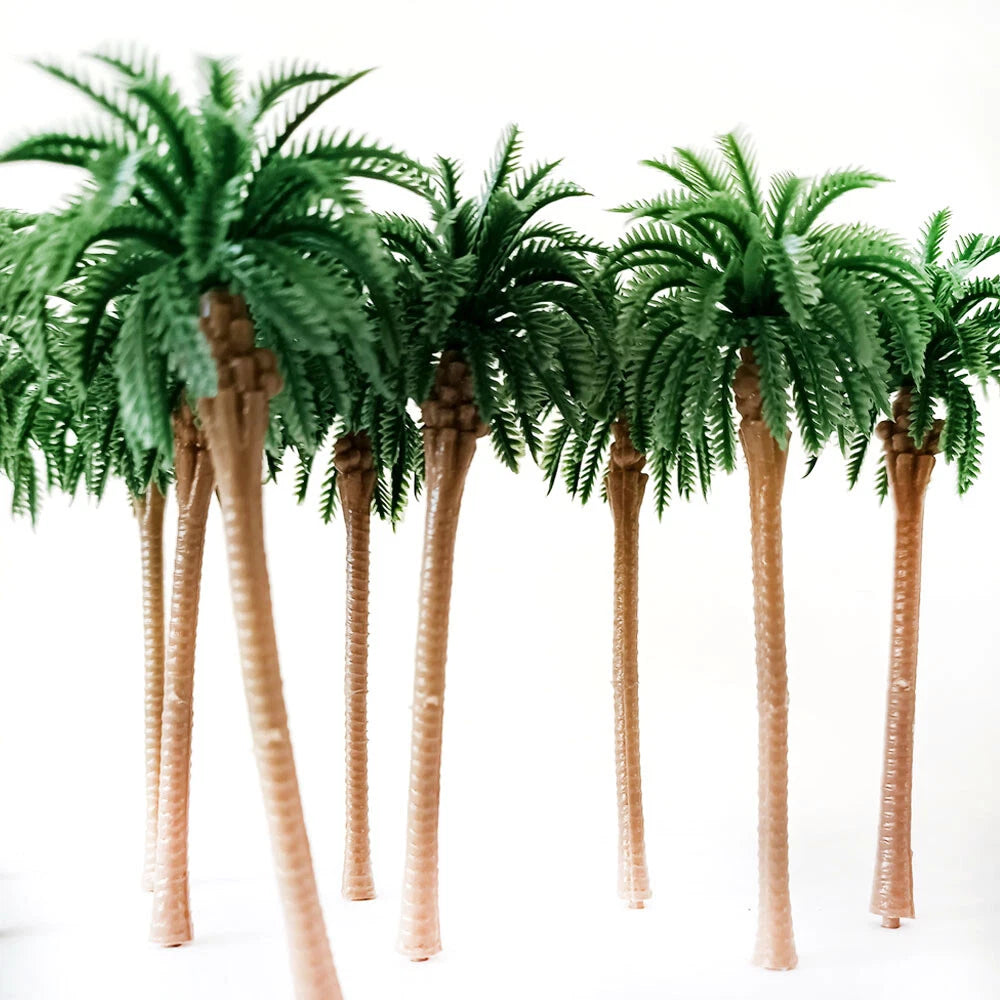 Set of 10 Coconut Palm Trees for Miniature Landscape Garden Scenery