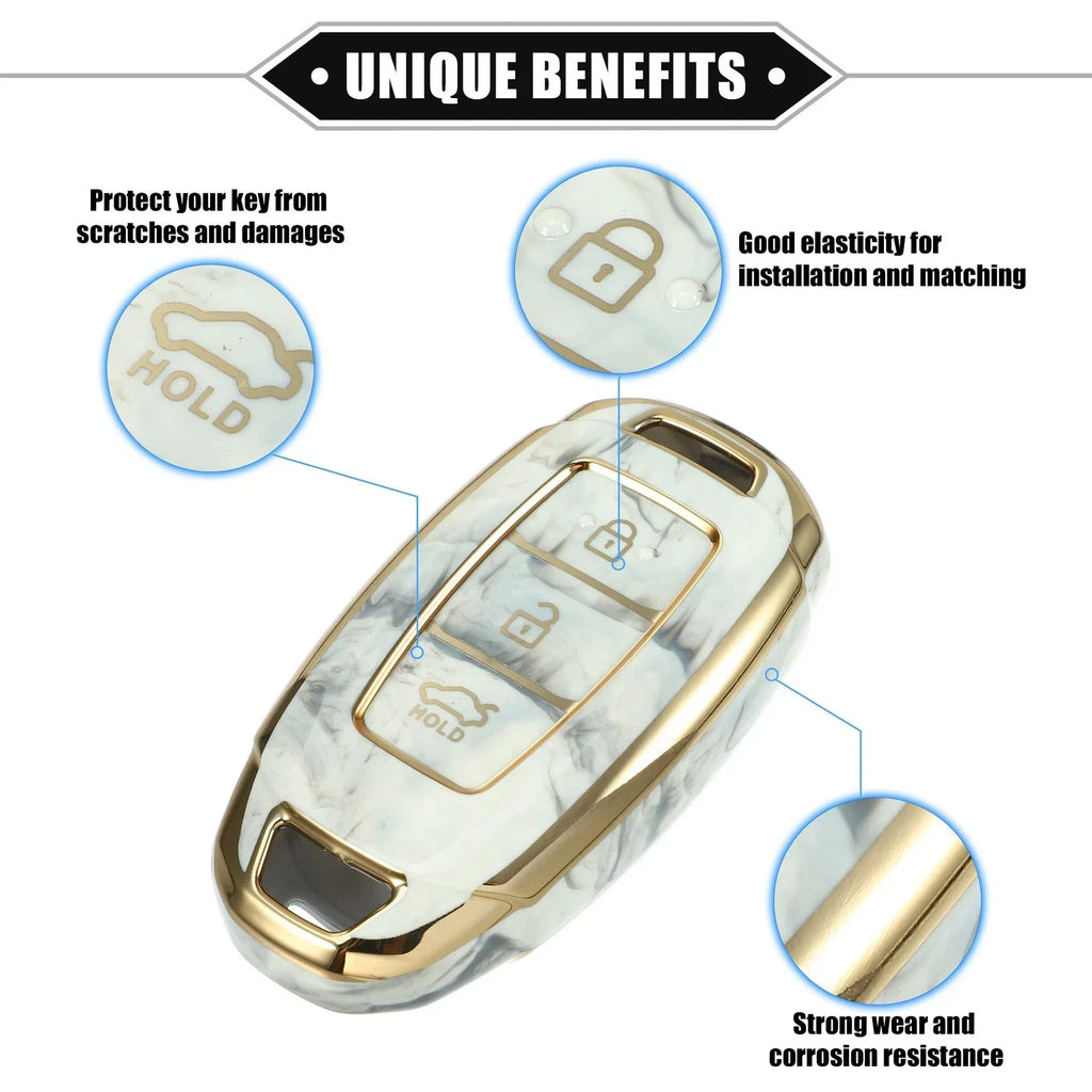 Key Fob Cover for Hyundai Accent Tucson, 3 Button TPU Gray (2010-2023)
