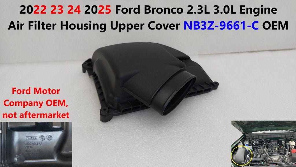 Engine Air Filter Housing Upper Cover for Ford Bronco (2022–2025) NB3Z-9661-C