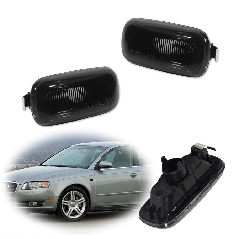 Smoked Black Side Marker Reflector Lights for Audi A6 S6 A4 (C5 C6 B6 B7)