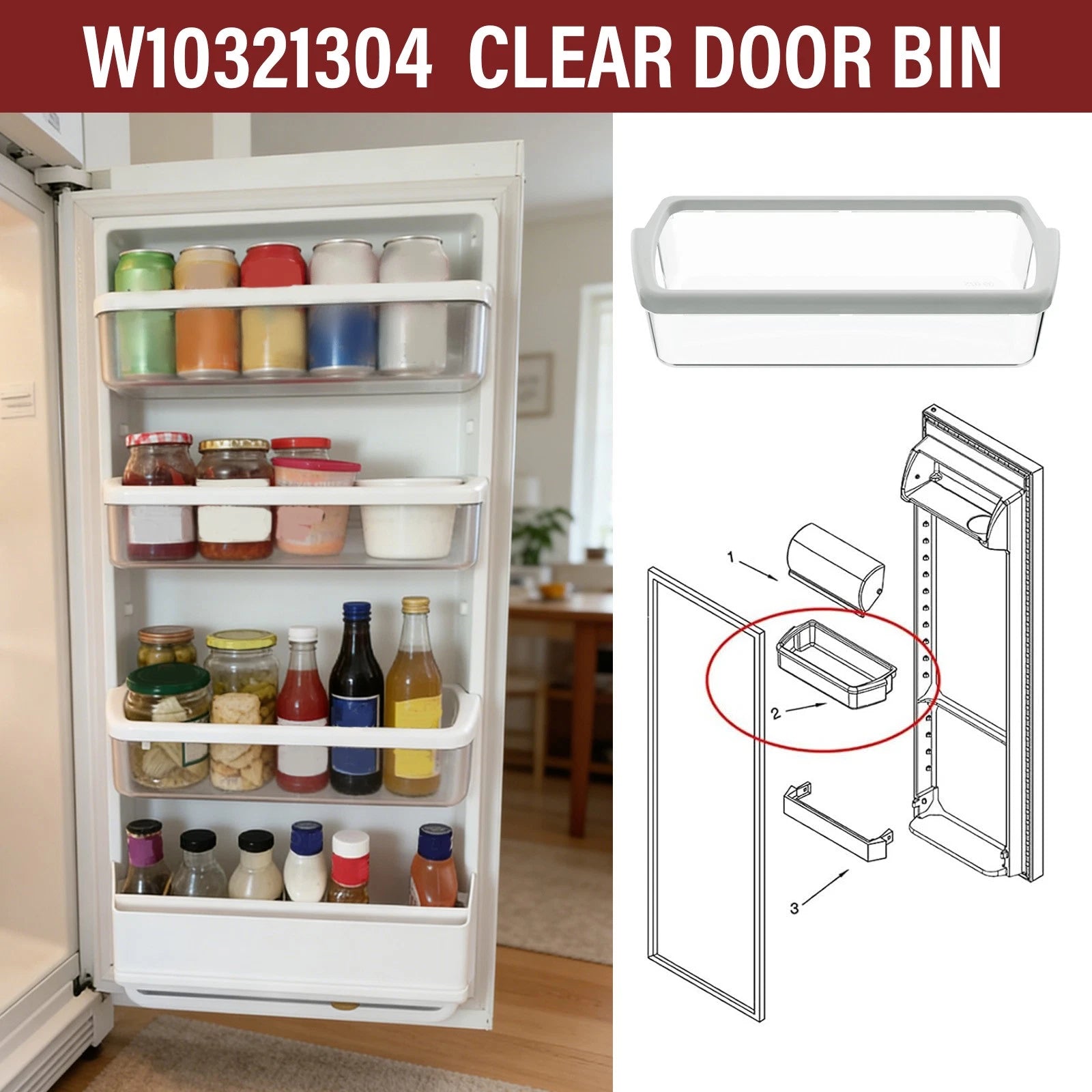 Door Shelf Basket for Whirlpool Refrigerator (W10321304)
