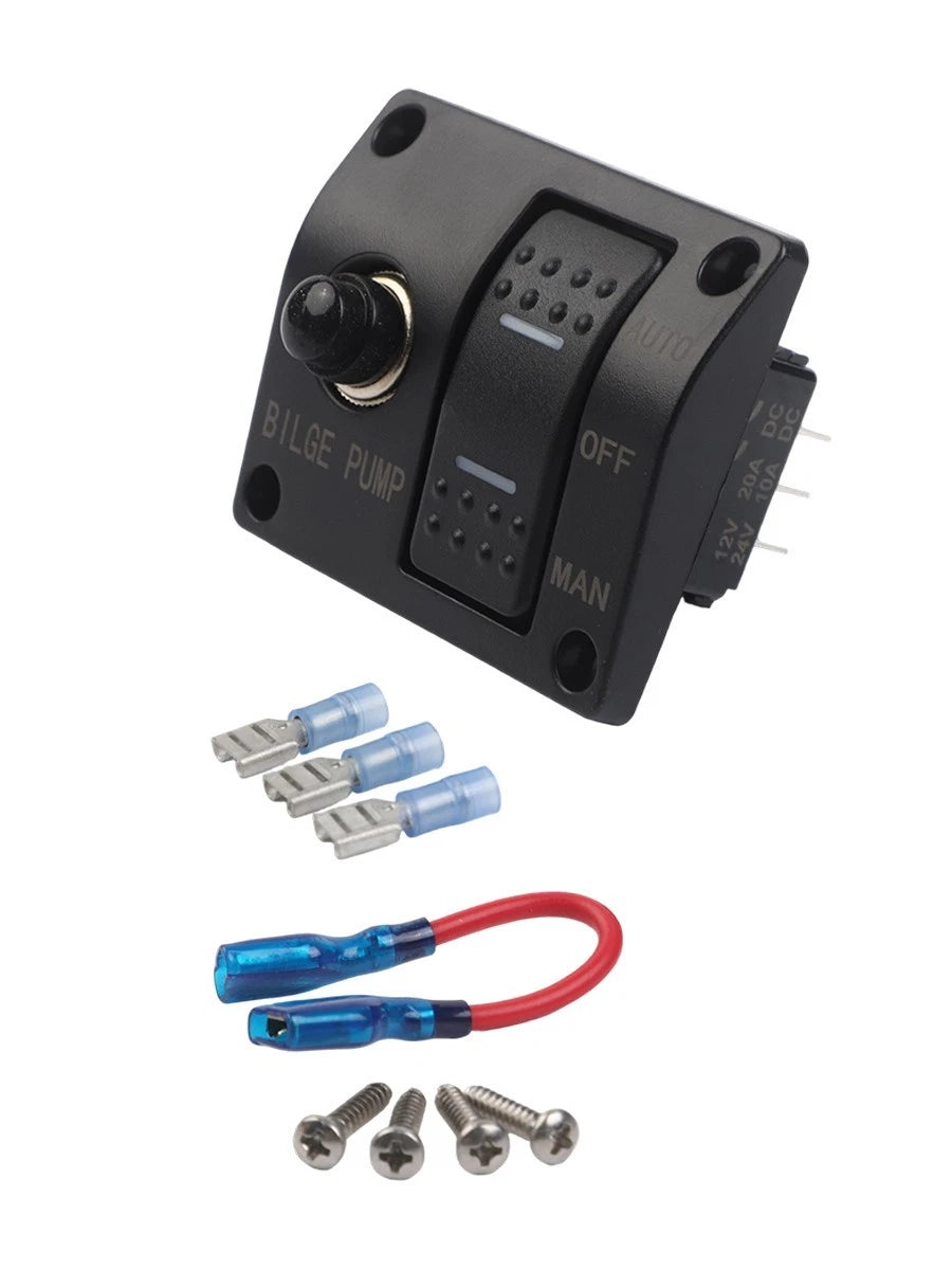 3 Way Bilge Pump Switch Panel for Marine (Automatic, Manual, Off)