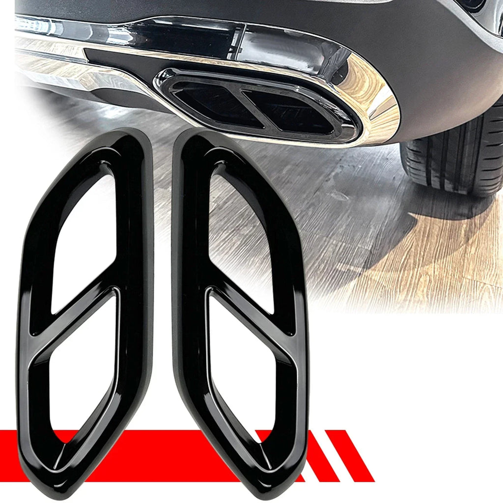 Glossy Black Exhaust Tail Mufflers Cover Trim for Benz GLC300 X254 AMG