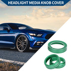 3X Headlight Media Tune Switch Knob Cover for Ford Mustang (2015–2021) Green