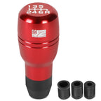 Cylindrical Shift Knob for Universal Fit (Red, Aluminum, Thread Adapters)