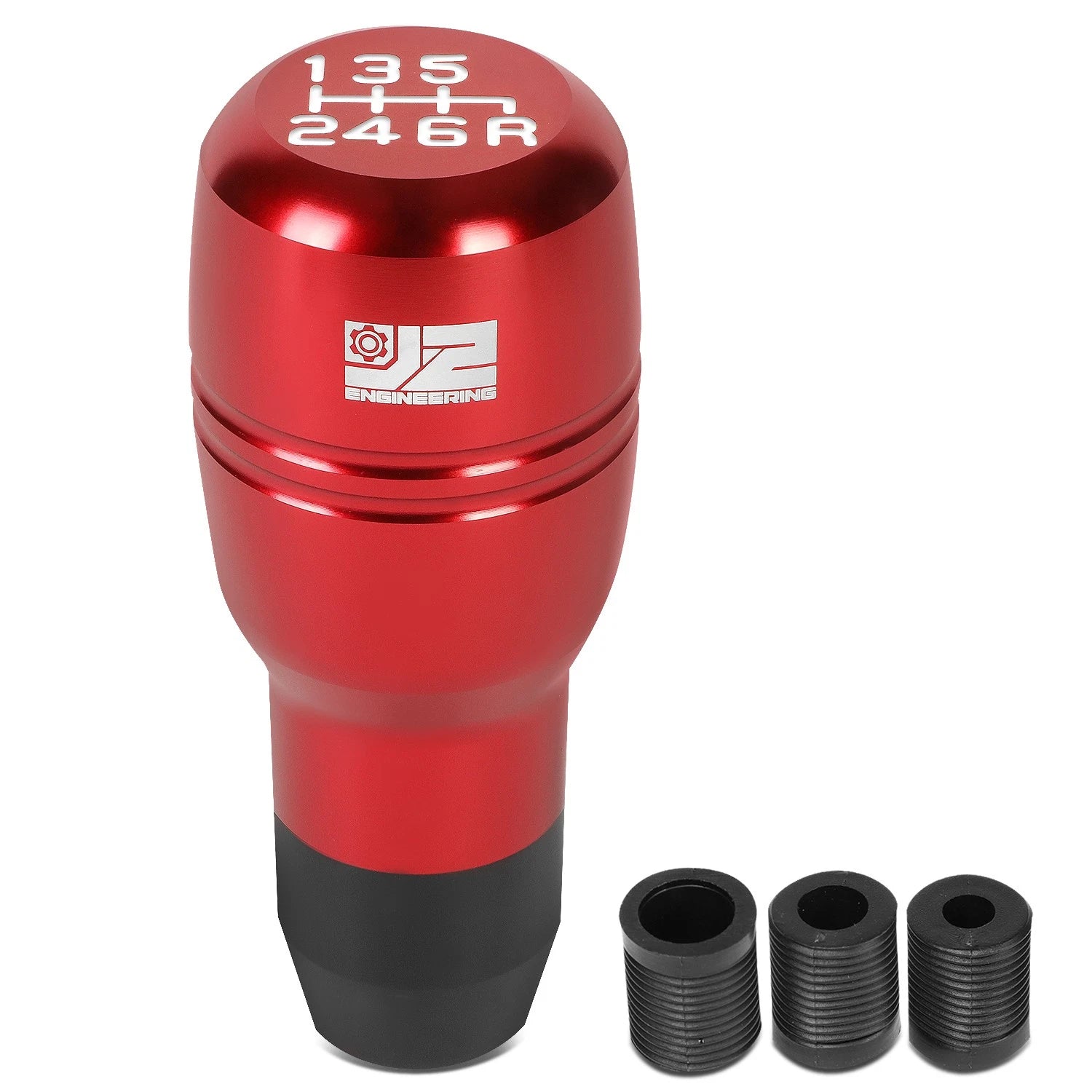 Cylindrical Shift Knob for Universal Fit (Red, Aluminum, Thread Adapters)