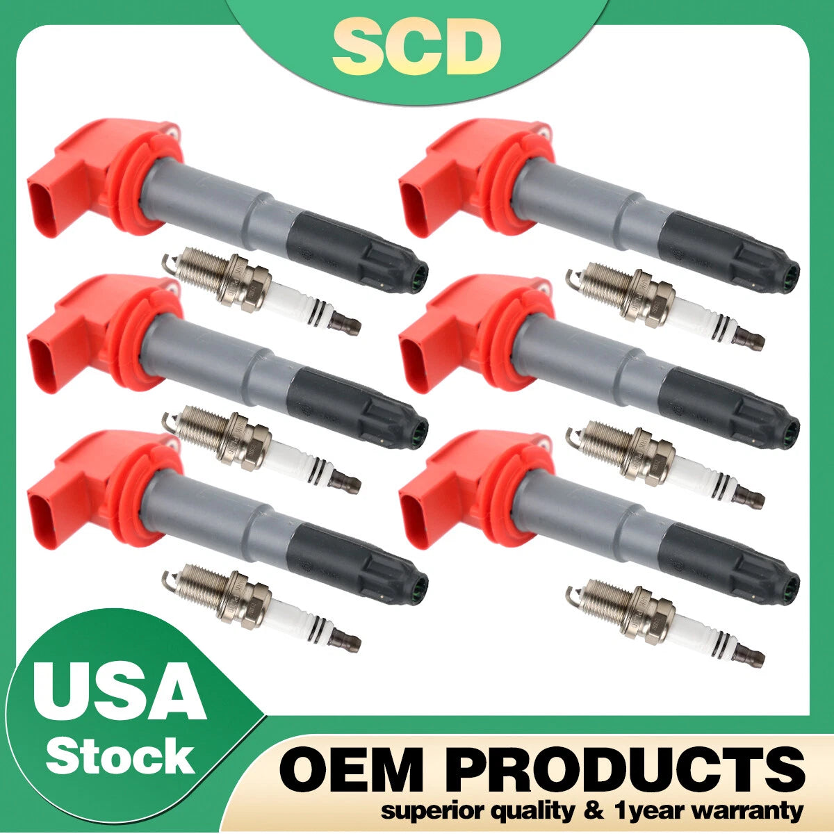 6 Ignition Coils + 6 Spark Plugs for Porsche Cayenne Panamera (2003–2021) UF660