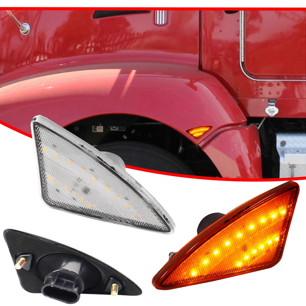 LED Front Cab Amber Side Marker Turn Signal Lights for Kenworth T660 (2004–2019)