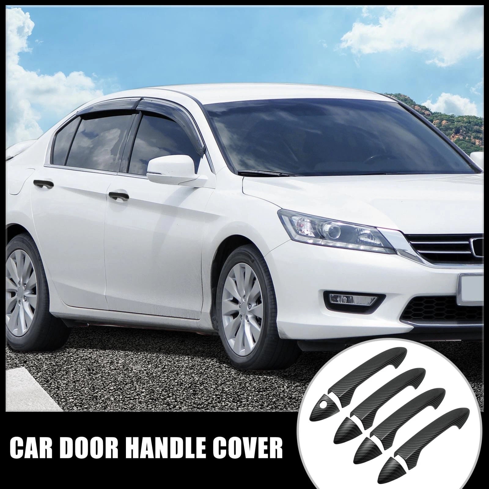 Set of 2 Door Handle Covers for Honda Accord, Honda Pilot (Carbon Fiber)
