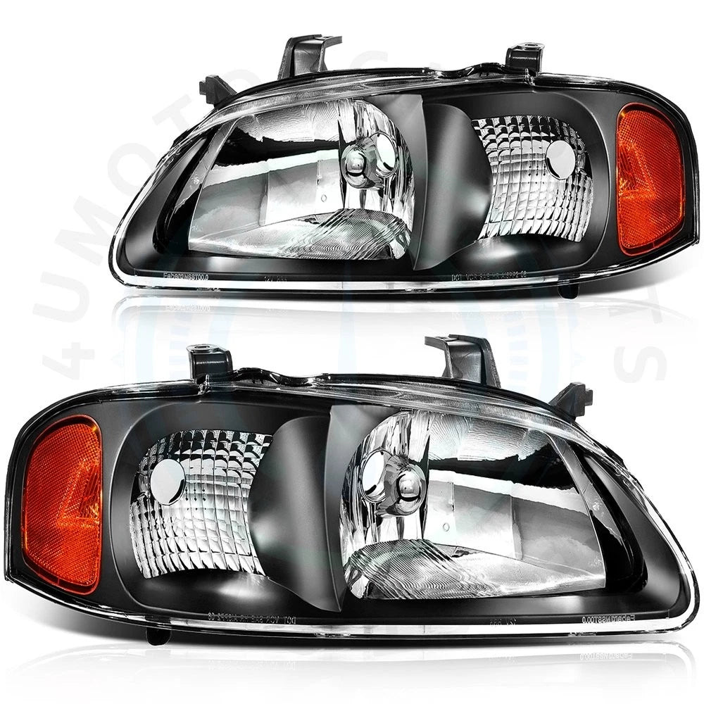 Pair Black Housing Headlights for Nissan Sentra (2000–2003)
