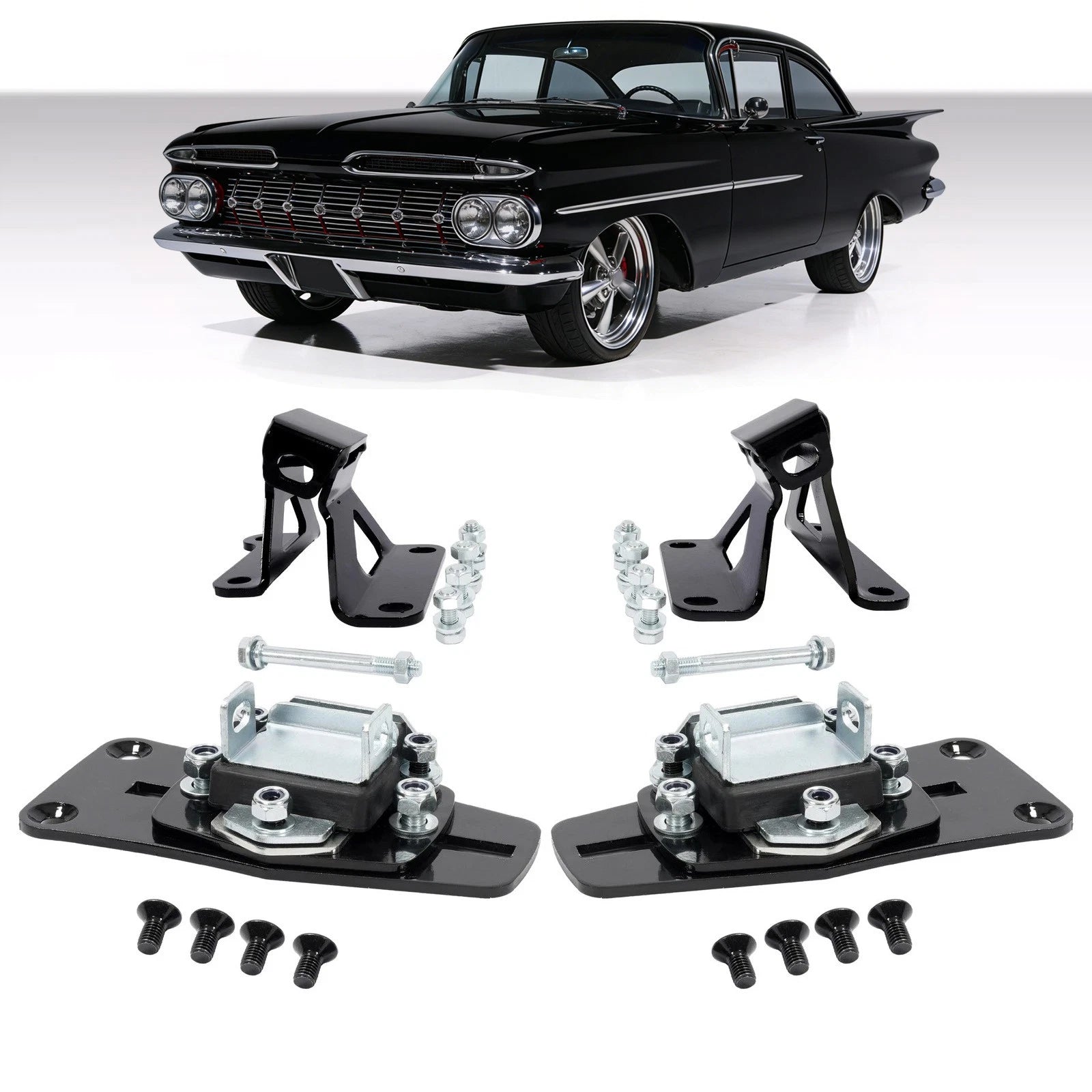 Motor Mounts Engine Bracket Kit for Chevy Impala Biscayne (1959–1964)
