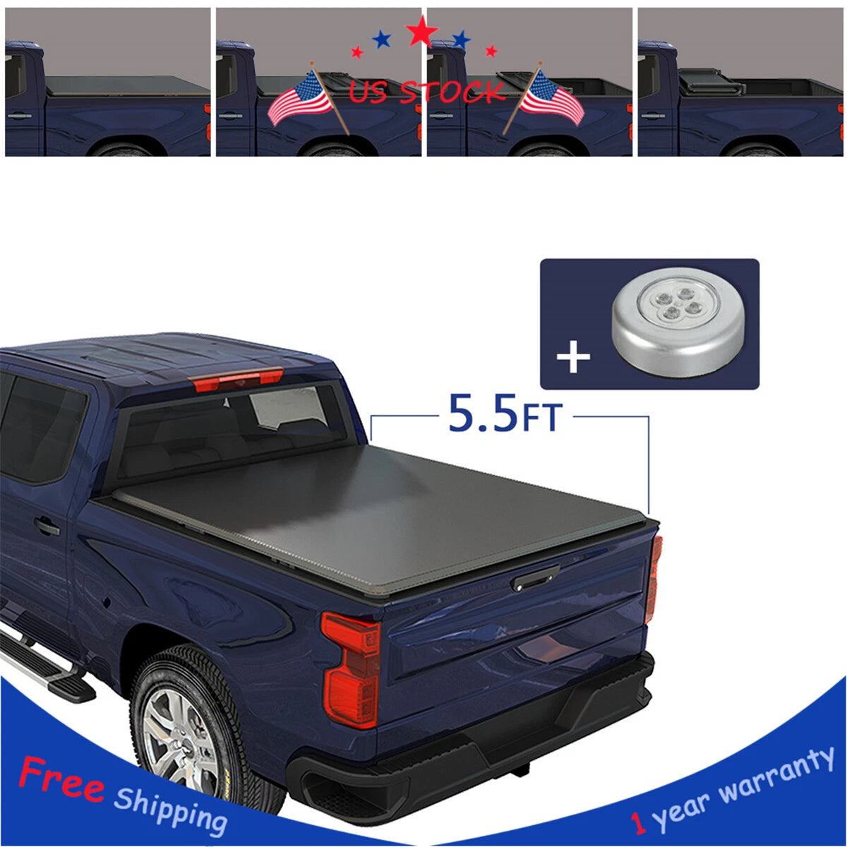 Soft Quad-Fold Tonneau Cover for Toyota Tundra (2022) 5.5FT Bed