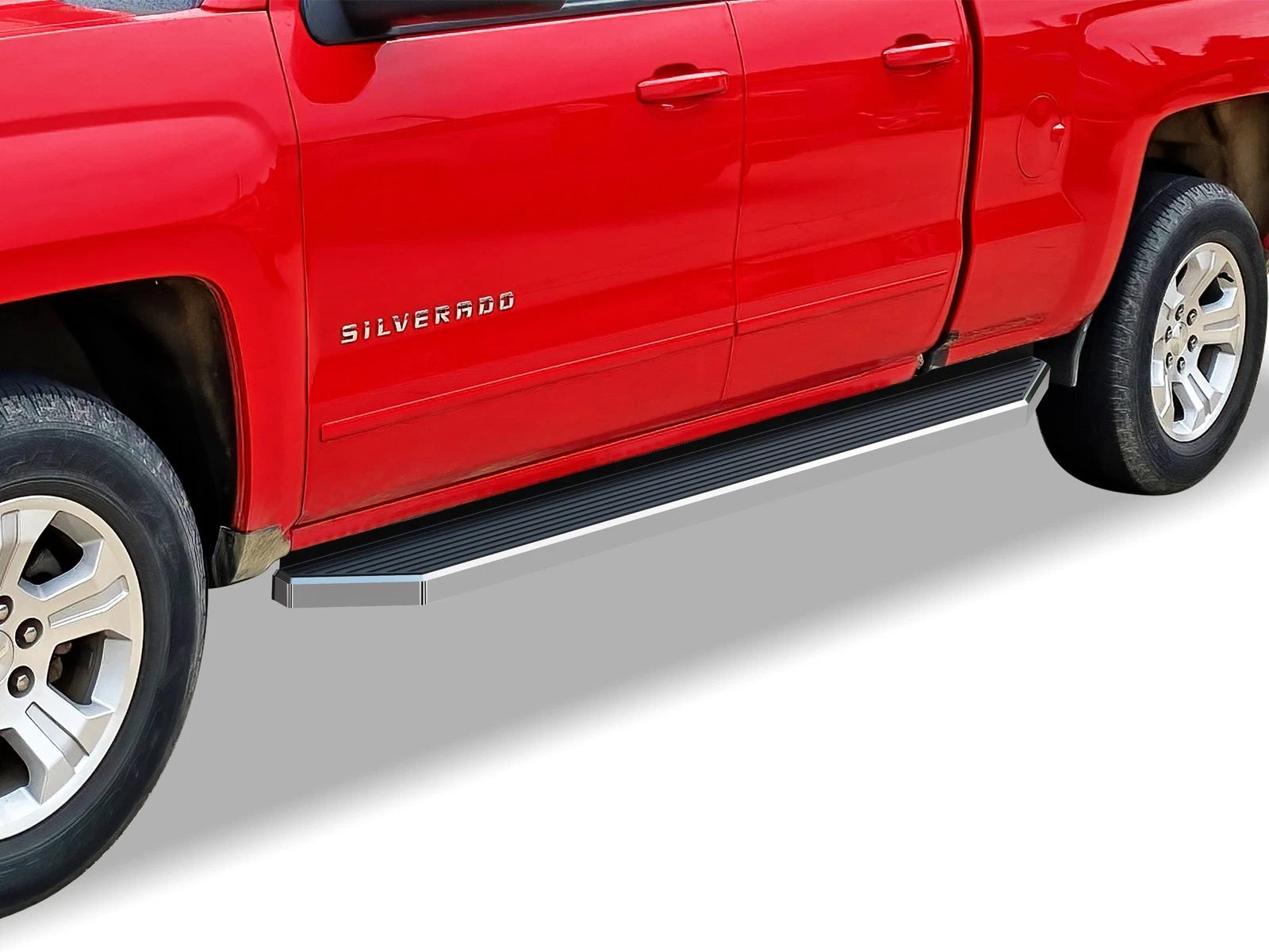 Polished Bar Wheel-to-Wheel Steps for Silverado Sierra Double Cab (2007–2018)