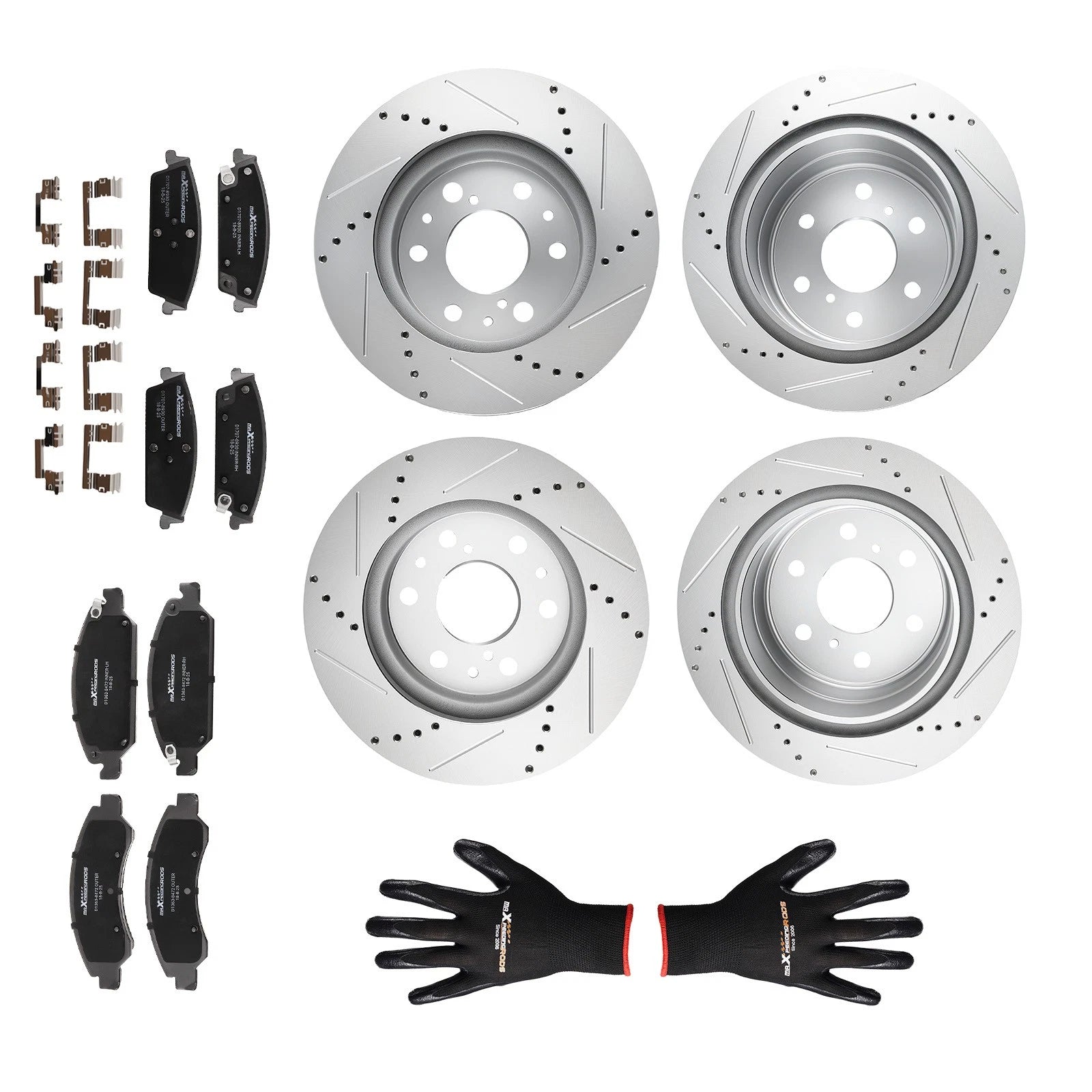 Front Rear Brake Disc Rotors + Brake Pads for GMC Sierra 1500 (2014–2018) / Yukon XL (2015–2020)