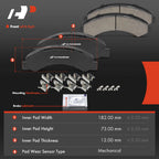 Set of 4 Front Ceramic Brake Pads for Chevy LCF 3500 (2003–2009)