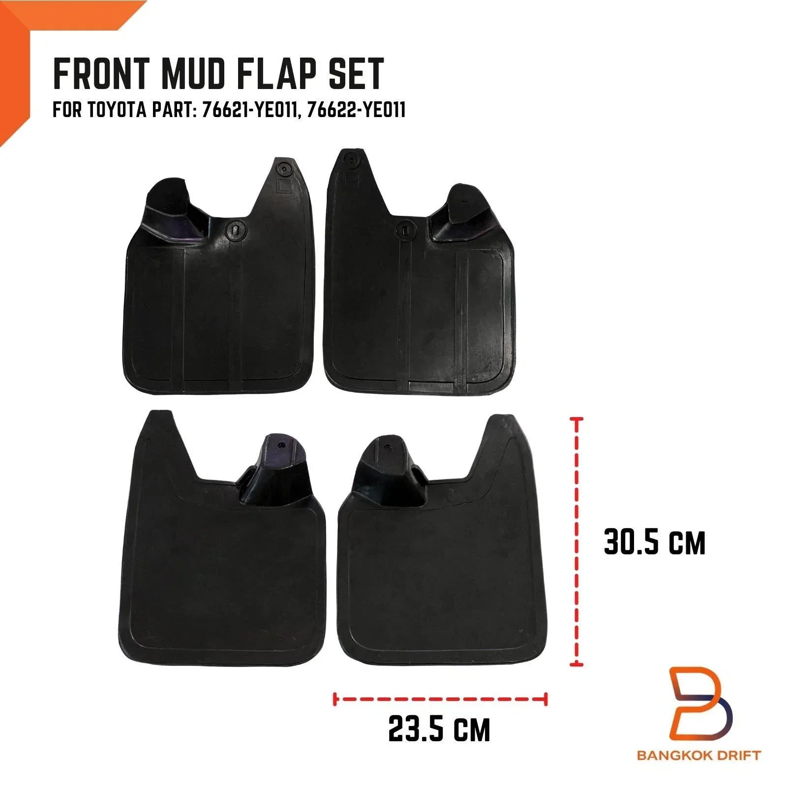 Front Rubber Mud Flap Splash Guard for Toyota Hilux 2WD (1988-1996)