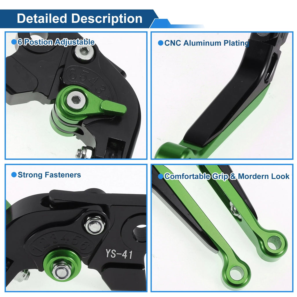 Adjustable Brake Clutch Levers for Suzuki GSXR150 (2017–2020) Black Green