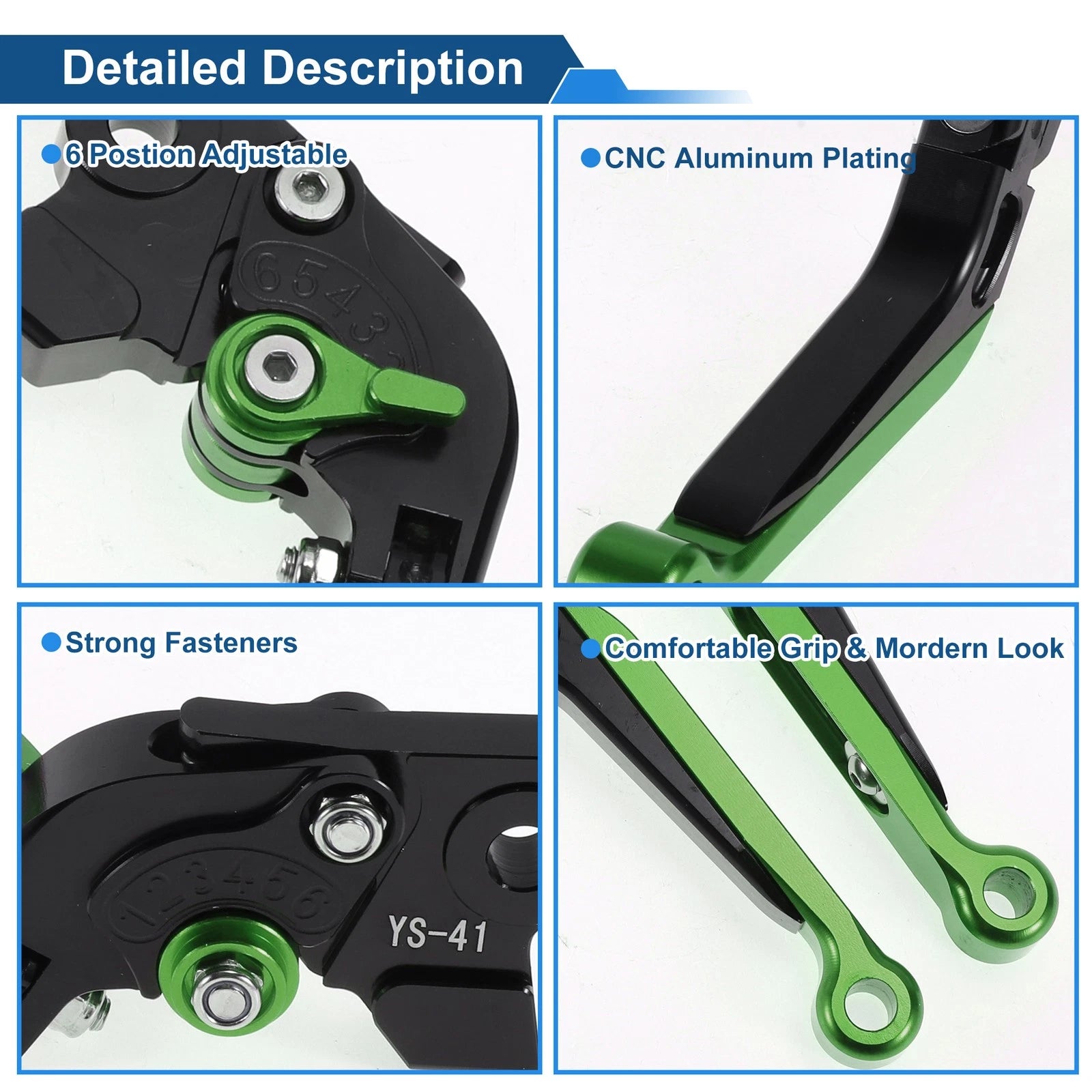 Adjustable Brake Clutch Levers for Suzuki GSXR150 (2017–2020) Black Green